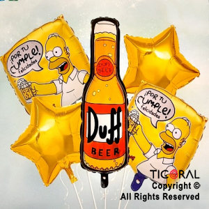 SET DE GLOBOS METALIZADO CERVEZA DUFF SIMPSONS 5 UNIDADES X 1